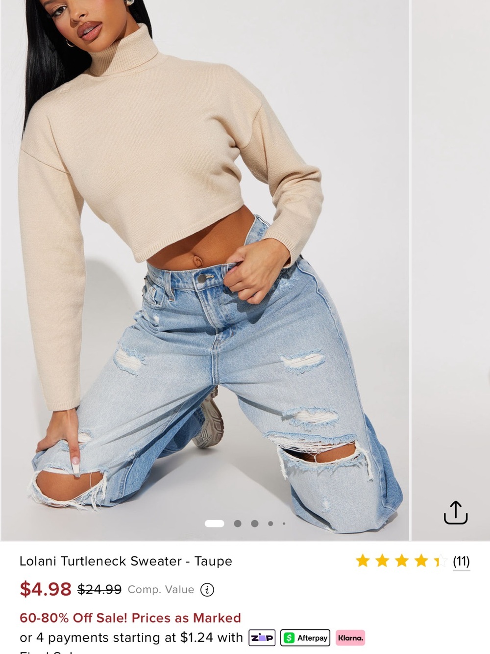 Lolani Turtleneck Sweater Taupe Size M